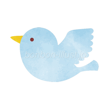 青い鳥イラスト かわいい手書き 水彩絵 無料イラスト素材 ボンボンイラスト