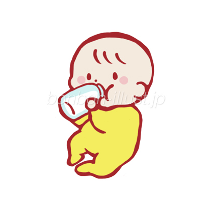 赤ちゃん 手書きミルク 哺乳瓶 無料イラスト素材 ボンボンイラスト