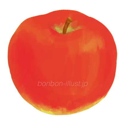 りんご 果物 手書き 水彩画 無料イラスト素材 ボンボンイラスト