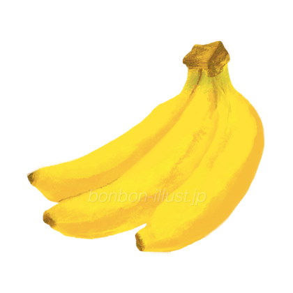 バナナ 房 水彩 リアル かわいい 果物 無料イラスト素材 ボンボンイラスト