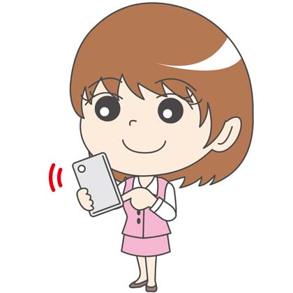 スマホを触るol 女性a かわいい 受付 無料イラスト素材 ボンボンイラスト